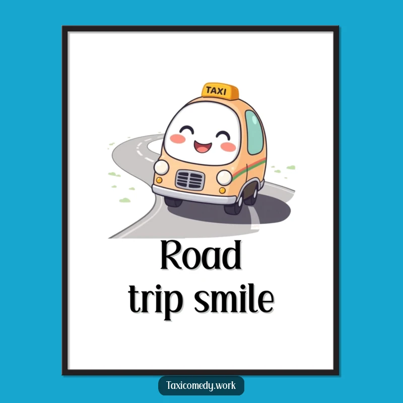 Funny Winding Road Taxi Digital Art: Friendly Printable Decor Gift