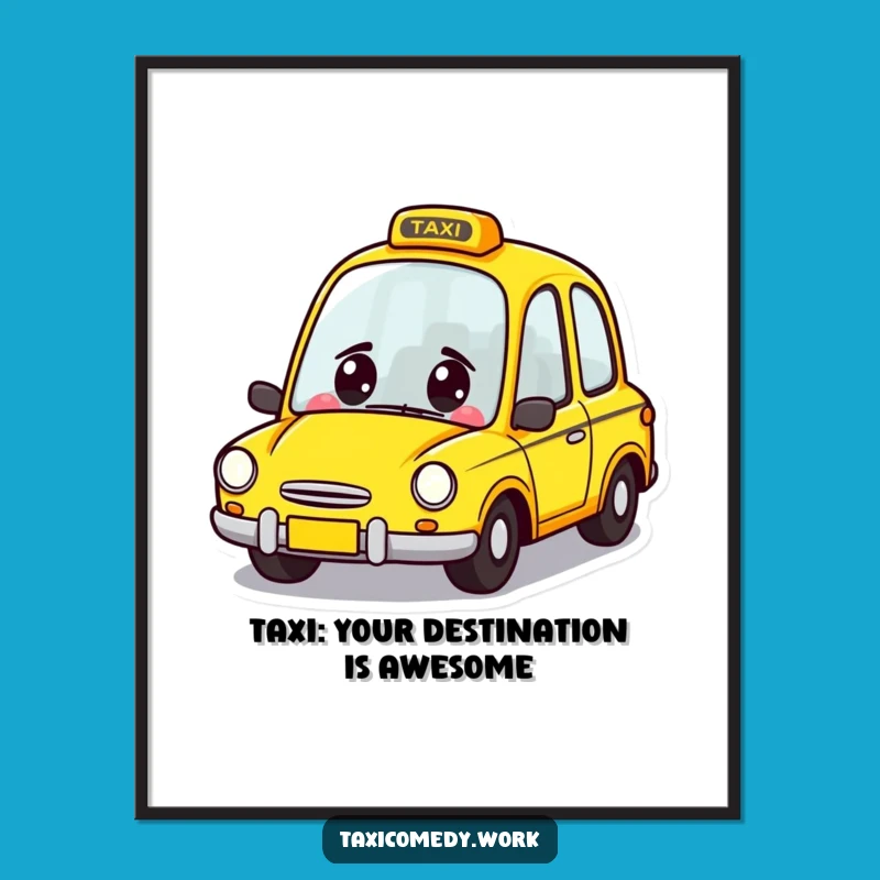 Free Printable Taxi Wall Art: Fun Zooming Character for Cheerful Home Decor