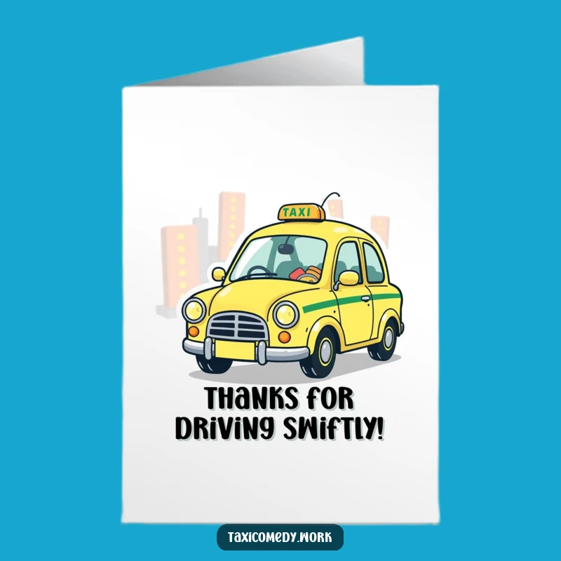 Free Printable Whimsical Taxi Thank You Card: Playful Gratitude Through City Lights