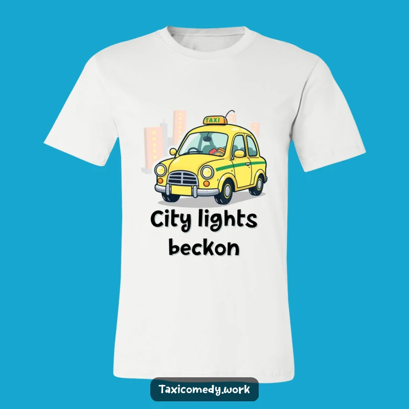 Funny Whimsical Taxi T-Shirt: Playful City Lights Tee Gift