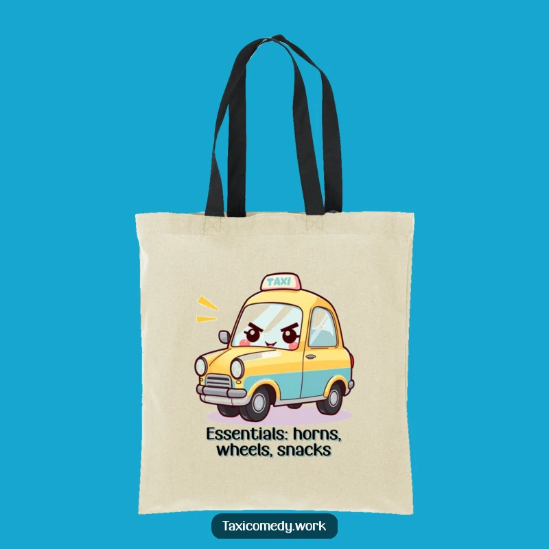 Funny Taxi Tote Bag: Durable Carry-all with a Cheerful Honking Car, Ideal Gift