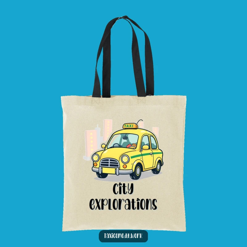 Funny Whimsical Taxi Tote Bag: Playful City Lights Carry-All Gift